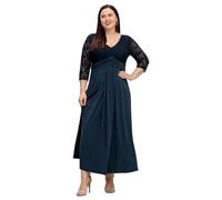 Sheego Damen Große Größen Abendkleid mit Oberteil aus floraler Spitze Abendmode elegant V-Ausschnitt Spitze