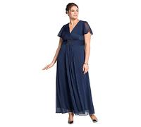 Sheego Damen Große Größen Abendkleid mit Schmuckbrosche Abendmode elegant V-Ausschnitt Pailletten