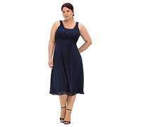 Sheego Damen Große Größen Abendkleid mit Spitze und Pailletten Partymode feminin Rundhals-Ausschnitt Pailletten