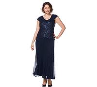 Sheego Damen Große Größen Abendkleid mit Spitze und Schalkragen Abendmode elegant V-Ausschnitt Spitze