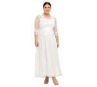 Sheego Damen Große Größen Abendkleid mit weit ausgestelltem Rockteil Abendmode elegant Rundhals-Ausschnitt Spitze