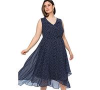 Sheego Damen Große Größen Chiffonkleid in Wickeloptik, mit Pünktchendruck Abendmode elegant V-Ausschnitt -