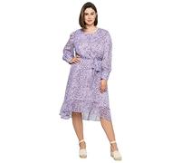 Sheego Damen Große Größen Chiffonkleid mit Alloverprint und Bindeband Citywear feminin Rundhals-Ausschnitt -