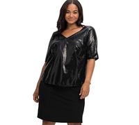 Sheego Damen Große Größen Cocktailkleid im Lagenlook, mit Pailletten-Oberteil Abendmode elegant V-Ausschnitt Pailletten
