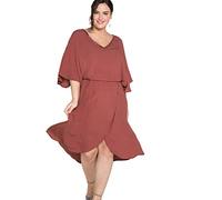 Sheego Damen Große Größen Cocktailkleid mit Rockteil in Wickeloptik Abendmode elegant V-Ausschnitt -