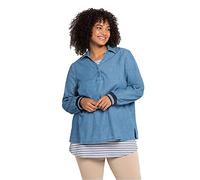 Sheego Damen Große Größen Jeans-Tunika aus Denim mit Blusenkragen und Kontrastbündchen Freizeitmode sportlich V-Ausschnitt Knopfleiste