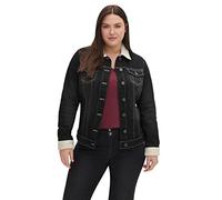 Sheego Damen Große Größen Jeansjacke mit Fellimitat an Kragen und Ärmeln Freizeitmode trendig -