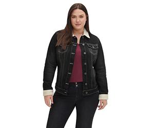 Sheego Damen Große Größen Jeansjacke mit Fellimitat an Kragen und Ärmeln Freizeitmode trendig -