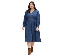 Sheego Damen Große Größen Jeanskleid aus elastischer Baumwolle Citywear feminin V-Ausschnitt -