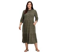 Sheego Damen Große Größen Jerseykleid im Millefleursprint, mit Stufenvolant Citywear feminin Rundhals-Ausschnitt Raffung