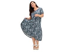 Sheego Damen Große Größen Jerseykleid mit Blumendruck, in Midilänge Freizeitmode feminin Rundhals-Ausschnitt -