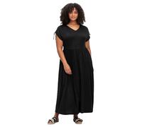 Sheego Damen Große Größen Jerseykleid mit Tunnelzug am Ärmel Freizeitmode feminin V-Ausschnitt Raffung