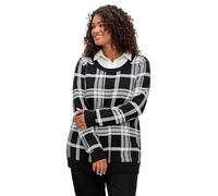 Sheego Damen Große Größen Karierter Pullover mit Rundhals und Kontrastbündchen Citywear sportlich Rundhals-Ausschnitt -