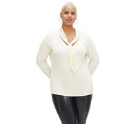 Sheego Damen Große Größen Langarmshirt mit Bindeband aus weichem Chiffon Businessmode klassisch V-Ausschnitt -