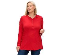 Sheego Damen Große Größen Langarmshirt mit Kapuze und Knopfleiste Freizeitmode sportlich Rundhals-Ausschnitt -