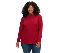 Sheego Damen Große Größen Langarmshirt mit Stehkragen und Glitzerdetails Citywear feminin Rundhals-Ausschnitt -