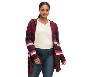 Sheego Damen Große Größen Longstrickjacke mit Kapuze, im Linksstrick Freizeitmode sportlich -