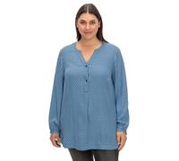 Sheego Damen Große Größen Longtunika mit Minimaldruck und Knopfleiste Citywear sportlich V-Ausschnitt -