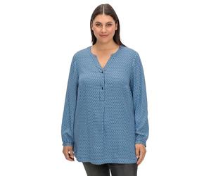 Sheego Damen Große Größen Longtunika mit Minimaldruck und Knopfleiste Citywear sportlich V-Ausschnitt -