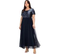 Sheego Damen Große Größen Maxikleid in A-Linie mit Pailletten Abendmode elegant Rundhals-Ausschnitt Pailletten