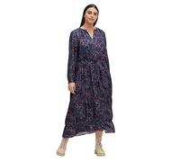 Sheego Damen Große Größen Maxikleid mit Alloverprint und weitem Rock Citywear feminin Rundhals-Ausschnitt Volants
