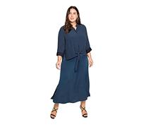 Sheego Damen Große Größen Maxikleid mit Bluse, aus Satin und Crêpe Citywear feminin V-Ausschnitt Knopfleiste