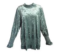 Sheego Damen Große Größen Shirt aus Samt, gesmokt und mit Rüschen Langarmshirt Citywear feminin - - unifarben