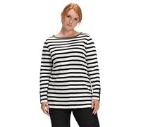 Sheego Damen Große Größen Shirt Langarm Langarmshirt mit Streifen und Glanzgarn-Details Citywear sportlich Rundhals-Ausschnitt Glanzgarn Größe 40