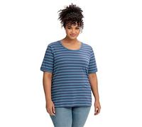 Sheego Damen Große Größen Shirt Ringelshirt mit verlängertem Halbarm Basicmode Freizeit sportlich Rundhals-Ausschnitt Übergröße - Größe 44