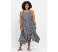 Sheego Damen Große Größen Strandkleid mit schwingendem Volantsaum Strandmode feminin Rundhals-Ausschnitt Volants