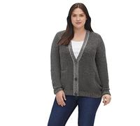Sheego Damen Große Größen Strickjacke mit V-Ausschnitt und Taschen vorn Freizeitmode klassisch Knopfleiste
