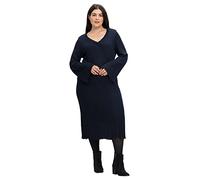 Sheego Damen Große Größen Strickkleid in Wickeloptik, mit Jersey-Unterkleid Citywear feminin V-Ausschnitt -
