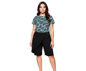 sheego Damen Hosenrock in Wickeloptik Bermuda-Short Große Größen 135565 Schwarz 54