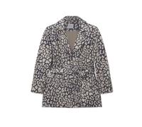 Sheego Damen Jacke mit Leoprint - Reverskragen und Knopfleiste - leicht tailliert mit Bindegürtel und Gürtelschlaufen