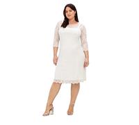 Sheego Damen Kleid Etuikleid Spitze Eventkleid Knielang weiß Große Größen