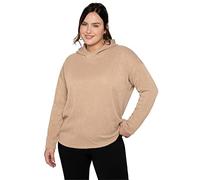 Sheego Damen Langarmshirt Rippstoff Kapuze Langarm Große Größen bequem