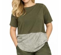 Sheego Damen Shirt Bluse Long Tunika grün weiß 44 bis 58 Übergröße