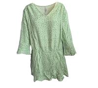 Sheego Damen Shirt Bluse Long Tunika grün weiß 54 Übergröße