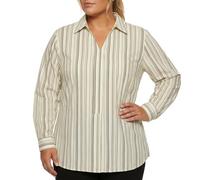 Sheego Damen Shirt Bluse Long Tunika Langarm gestreift weiß 42 Übergröße
