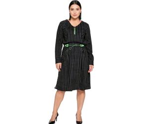 sheego Damen Sommer-Kleid knielanges Kleid mit Eingrifftaschen Große Größen Langarm 89135290 Schwarz 52