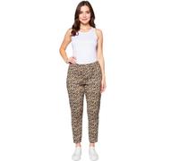 sheego Damen Stretchhose im Jogger-Stil mit glitzerndem Alloverdruck 134893 Beige/Grün 54