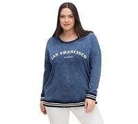 Sheego Damen Sweatshirt Jeansoptik Blau Pullover Langarm Große Größen 44-58 bequem