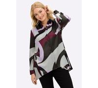 Hemdbluse SHEEGO, Damen, Gr. 40, bordeaux, bedruckt, 100% Polyester, bedruckt, gemustert, mehrfarbig, Blusen Hemdbluse (49662736-40) bordeaux, bedruckt