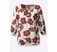 Sheego Druckbluse mit elastischen Bündchen 38 champagner-dunkelrot-bedruckt