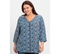 Sheego Druckbluse mit Minimal-Alloverprint 44 tiefblau-gemustert
