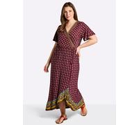 Sheego Druckkleid in Wickeloptik 46 bordeaux-burgund-bedruckt