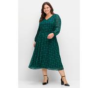 Sheego Druckkleid in Midi-Länge, aus Georgette 42 grün-blau