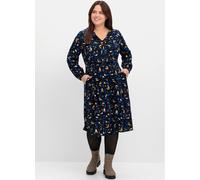 Sheego Druckkleid mit Blumendruck, aus Viskose-Twill 48 tiefblau-gemustert