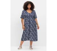 Sheego Druckkleid mit durchgehender Knopfleiste 46 marine-hellblau-bedruckt