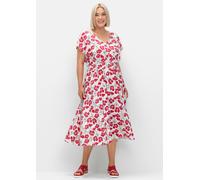 Sheego Druckkleid mit Smokbund 58 ecru-gemustert